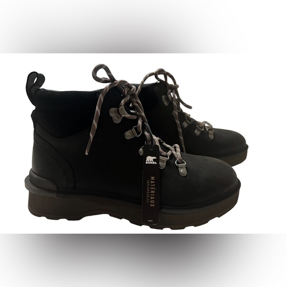 Sorel Hi Line Hiker Boot Waterproof Suede in Black Womens Size 8 Hiking Camping - Picture 4 of 8